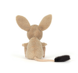 Plush toy resembling a mouse with large ears on a white background