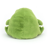 Green plush toy on a white background