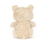 Fluffy beige teddy bear on a white background