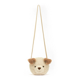 Small bear-shaped bag with a strap on a white background