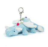 Plush dragon toy keychain on a white background