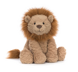 Plush lion toy on a white background
