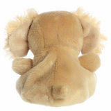 Beige plush elephant toy on a white background