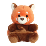 Plush toy red panda on a white background