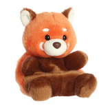 Plush toy red panda on a white background