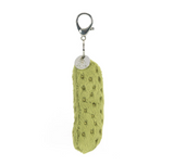 Green textured keychain with a metal clasp on a white background