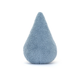 Blue textured teardrop-shaped object on a white background