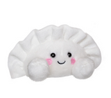 White cloud-shaped plush toy with a smiley face on a white background
