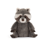 Plush raccoon toy on a white background