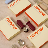Rommer Toddler Cutlery Set in Plum featuring a matching toddler fork and spoon for independent eating and everyday kids mealtimes.