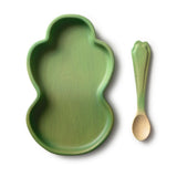 Oli & Carol Kendall the Kale wooden baby plate and spoon set in green