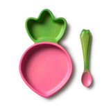 Oli & Carol Ramona the Radish baby plate and spoon set with playful vegetable-inspired design