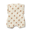 Baby romper with gingerbread man pattern on a white background