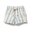 Striped shorts with a drawstring on a white background
