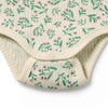 Baby bodysuit with floral pattern on a white background
