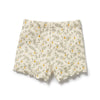Floral patterned shorts on a white background