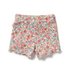 Floral patterned shorts on a white background