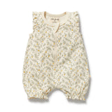 Baby romper with floral pattern on a white background