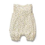 Baby romper with floral pattern on a white background