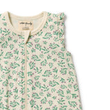 Baby romper with floral pattern on a white background