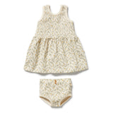 Floral dress and bloomers set on a white background