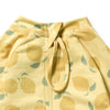 Yellow fabric with lemon pattern on a white background