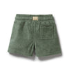 Green shorts with a pocket on a white background