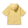 Yellow and white striped hoodie on a white background