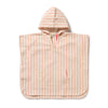 Pink striped hooded poncho on a white background