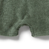 Close-up of green textured fabric on a white background