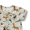 Children's outfit with animal pattern on a white background