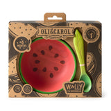 Oli & Carol Wally the Watermelon wooden baby bowl and spoon set