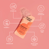 Product packaging with nutritional information on a pink background