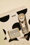BIBS product packaging with black and white design