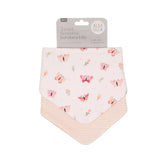 Two baby bandana bibs with butterfly pattern on a white background