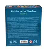 Nail kit packaging with 'Fairies in the Garden' text on a blue background