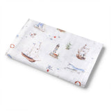 Flannel fabric with nautical pattern on a white background