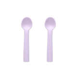 Rommer silicone baby feeding spoon set containing two spoons in the Lilac colourway.

