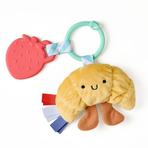 Plush toy with a teether and keychain on a white background