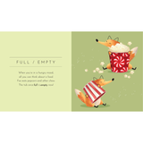 Illustration of two foxes with popcorn containers on a green background