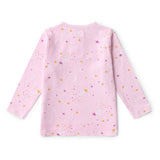 Pink long-sleeve shirt with star pattern on a white background
