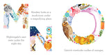 Illustrated alphabet book page with colorful letters and animal-themed illustrations.