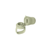Two beige plastic connectors on a white background