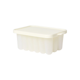 White plastic storage box with lid on a white background