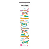 Pack of PipStickers with colorful airplane designs on a white background