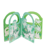 Children's book with dinosaur illustrations on a white background