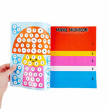 Colorful children's activity book with a mushroom design and numbers