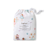 Drawstring bag with fairy design and 'Snuggle Hunny' branding on a white background