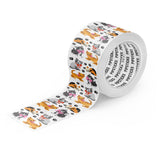 Roll of decorative tape with dog and paw print pattern on a white background