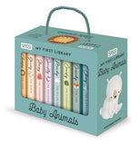 Box of SASSI 'My First Library' books titled 'Baby Animals' on a white background